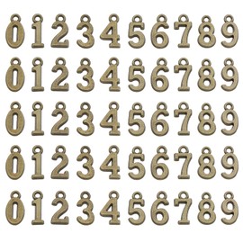 PATIKIL Jewelry Making Charm Bulk, 5 Set Alloy 0-9 Numbers Pendants DIY for Necklace, Bracelet, Earring Making and Crafting