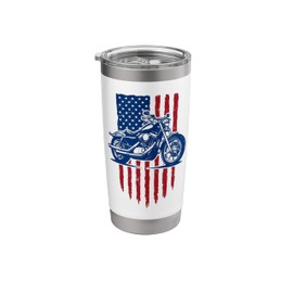 Motorcycle American Flag for Motorcycle Lover USA Flag Stainless Steel Insulated Tumbler