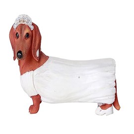 Pacific Giftware Adorable Doxies Collection Wedding Couple Bride and Groom Doxie Dachshund Figurine Cake Topper (Bride)