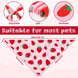 FYSUIMU 2Pcs Fruit Dog Bandana Strawberry Orange Triangle Pet Scarf Pink Blue Reversible Adjustable Pet Neckerchief Dog Bib for Medium Large Dog Cat Costume Accessories