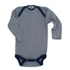 Cosilana, Baby Bodysuit Long Sleeve, 70% Wool, 30% Silk (Navy/Natural,