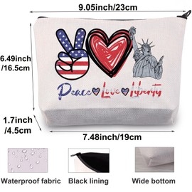 BWWKTOP Statue Of Liberty Cosmetic Makeup Bag New York City Souvenirs Gifts Peace Love Liberty Zipper Pouch Bag, Peace Liberty, Bag