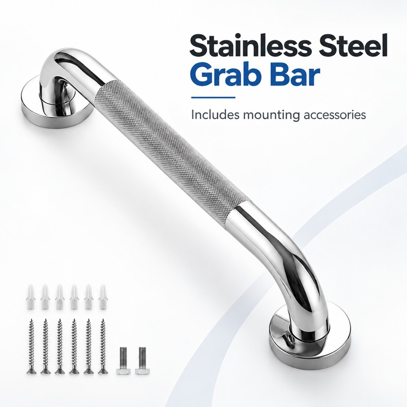 Stainless Steel Grab Bar for Bathroom Support – Anti-Slip Wall-Mounted