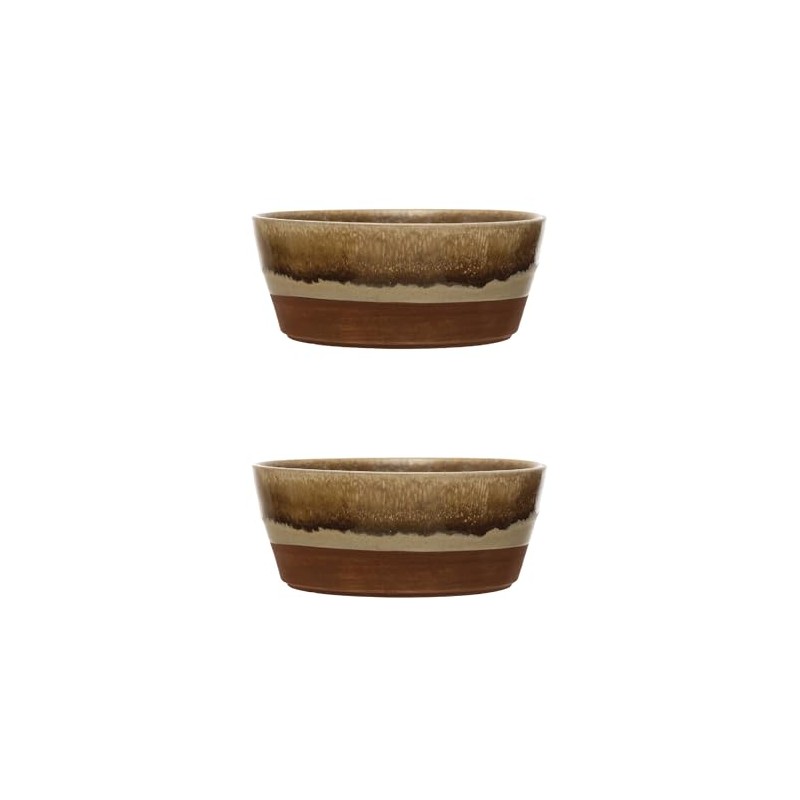 Bloomingville Stoneware, Reactive Glaze, Set of 2 Bowl Set, 6"