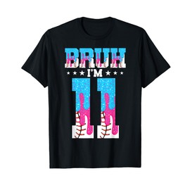Bruh 11th Birthday Boy Baseball Ice Cream Drip 11 Year Old T-Shirt