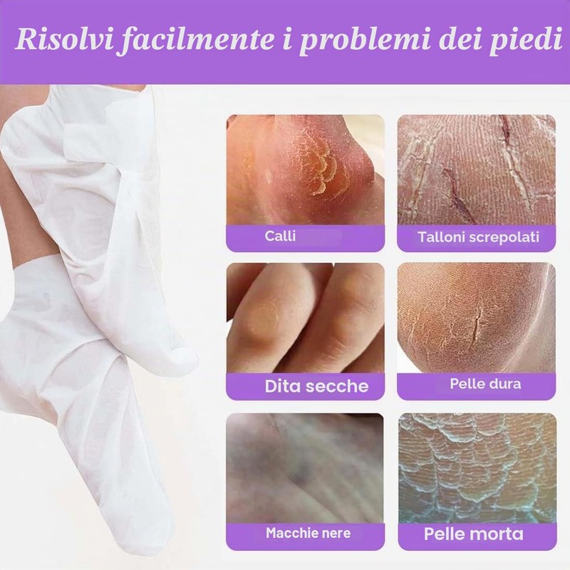 QOCUILC 2 Paia maschera piedi secchi screpolati, Maschera piedi esfoliante,