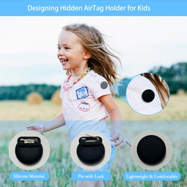 for AirTag Holder for Kids with Invisible Pin, Anti Lost, Lightweight GPS Tracker Case for Air Tags-1 Pack with Waterproof Cover for Child,Baby,Elderly,Luggage,Shoe,Clothes,Backpack (Black)
