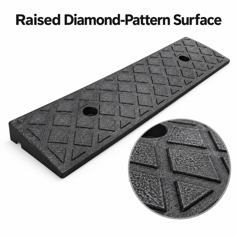 Plastic Kerb & Threshold Ramp – 1.18-Inch Rise, Textured Surface,
