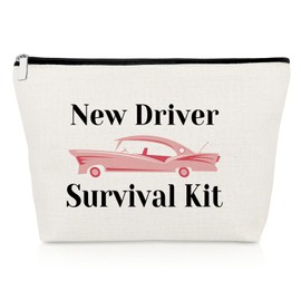New Driver Gift Makeup Bag Driving License Gift for Driver Driving Test Passer Best Friend Daughter Congratulations Gift Graduation Gift Cosmetic Bag Birthday Appreciation Gift Travel Cosmetic Pouch