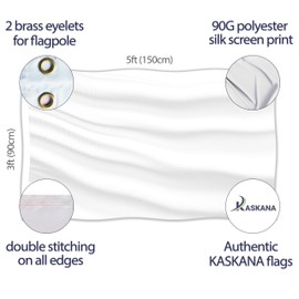 Plain White Flag - Plain White Flag - Double-Sided Print - 90 g Polyester - Double Stitching - 2 Brass Eyelets, Large 90 x 150 cm (5 x 3 Feet)