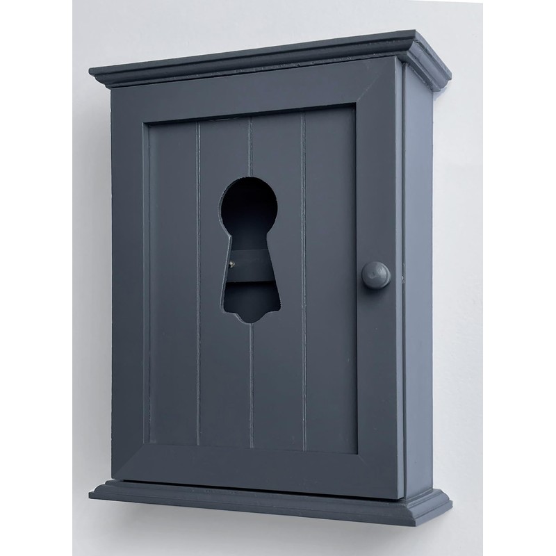 Dark Grey Key Cabinet - keyhole window