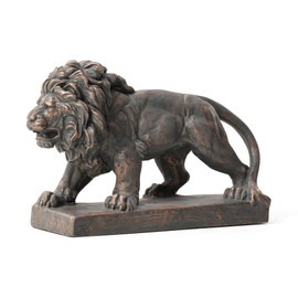 Glitzhome Guardian Walking Lion Garden Statue MGO Outdoor Decoration, 24.5" L, Bronze
