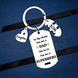 MADHAHEFU Dad Gifts From Son Daughter To Daddy Keychain Fathers Day Birthday Gift Valentines Day Gifts For Daddy Dad Pap Gift For Dad Keychain (To the world)