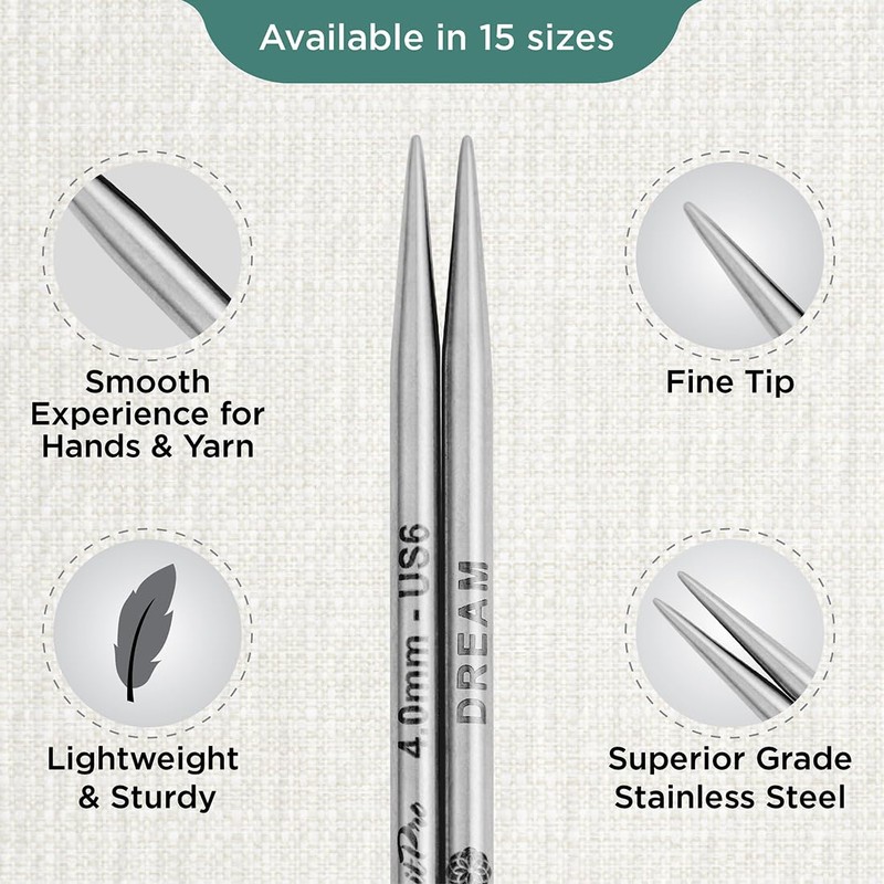 KnitPro K36155 Needle Tips, Stainless Steel, Silver, 13 cm, 4