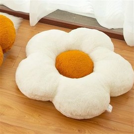 YILANLAN Cute Flower Cushion Plush Floor Pillow Casual Comfortable Pillow Office Living Room Bed Decoration Cushion Simple Room Decoration (40cm, Khaki)