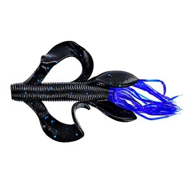 Yamamoto 4'' Kreature Realistic Soft Plastic Fishing Lure Baits With Wings And Flowing Skirt - 7 Pack, 021 Body And Clear Blue Skirt Or Tail