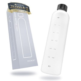 BREMENT Water Bottle with Time Marker, Tritan 33.8 fl oz (1000 ml), BPA Free, Large Capacity (Clear/Black)