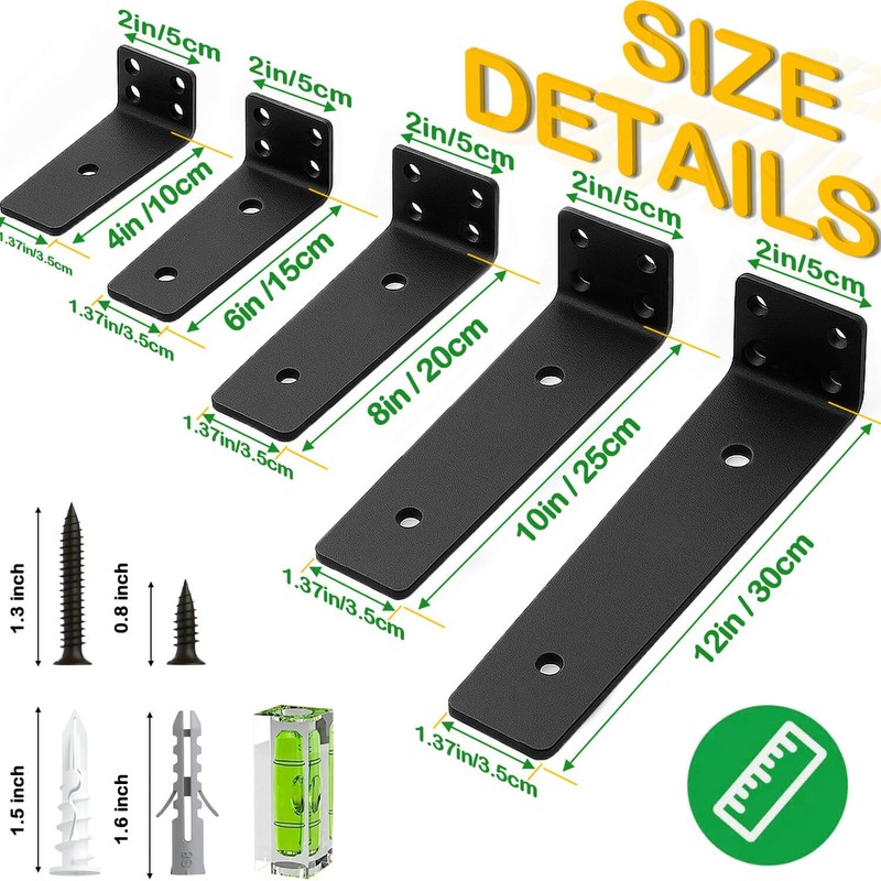 Floating Shelf Bracket 6 Inch of 4 Pack Heavy Duty