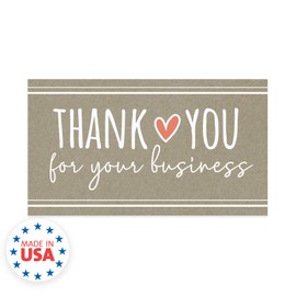 Kraft Look Thank You for Your Business Cards / 100 Rustic Style Business Cards / 3.5" x 2" Sized Crafter & Maker Thank You Flat Cards