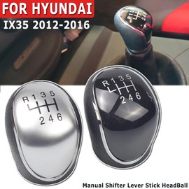 Kakulkomen for- H-y-un-dai- IX35 2012-2016-Car Gear Shift Knob Stick Ball Head Change Lever Knob (6 Speed Gear- Silver Cover)