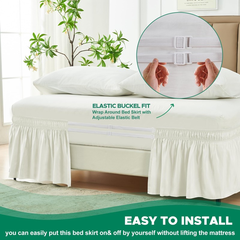 Biscaynebay Wrap Around Bed Skirts for Queen Beds with Short