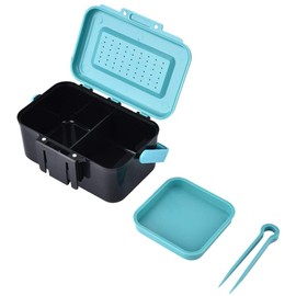 MechKit Fishing Bait Box Live Bait Storage Case, 13 × 9.5 × 6.5 cm Portable ABS Plastic with Tweezers and Breathable Lid