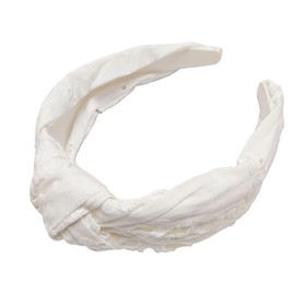 Tubaobei Embroidered Knot Headband for Women - Wide White Hair Accessories