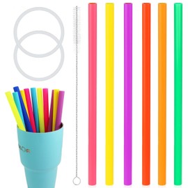 6-Pack Colorful Straw Replacements for 24oz & 32oz Owala Water Bottles – Includes Cleaning Brush & Seal Lid Gaskets