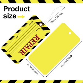 Amyhill 120 Pack Repair Tags Yellow Maintenance Required Tags with Wire Production Quality Control with 8 Inch Attached Cotton String, 2.6 x 5.3 Inch