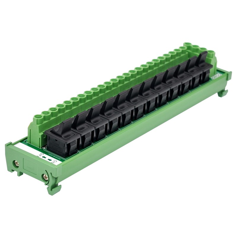 DIN Rail Mount 12 Channel Paddle Switch DC Power Distribution