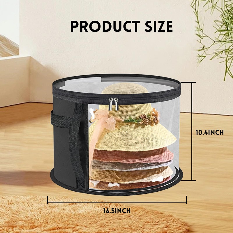 Oversized Clear Hat Box Storage for 7 Caps, Portable Cowboy