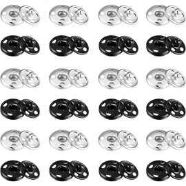 YDHfdc 32 Sets Metal Press Stud Fasteners Black Silver Press Studs for Sewing Purse Handbag Clothing Sewing Craft DIY Delivery (15 mm)