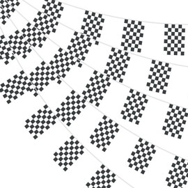32.8ft 38 Pieces Rectangle Checkered Racing Flags Pennant Banner - Mini Race String Banner Flag, White Black Bunting Banner for Indoor Outdoor Car Racing Football Matches Birthday Party Sports Events, Home, School, Bars, Restaurants, Garden Decor