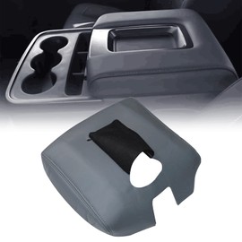 SecosAutoparts Dark Gray Center Console Lid Armrest Cover Leather Replacement Compatible with Chevy Silverado 2014-2018 Compatible with GMC Sierra 2014 2015 2016 2017 2018 Only Leather Part