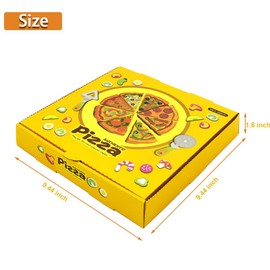 HAISENGO 12 PCS Pizza Boxes, 9 x 9 Inch Kraft Corrugated Pizza Boxes Printing Cardboard Boxes Takeout Containers Takeaway Shipping Storage Boxes for Pizza, Cookies, Food