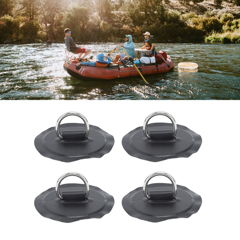 4PCS D Ring Patch PVC Round Shape Strong Stainless Steel