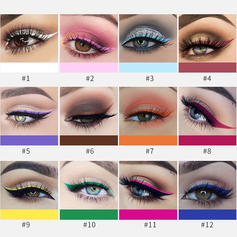 HANDAIYAN 12 Color Matte Liquid Eyeliner Set Eye Makeup Liquid