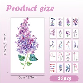 20 pieces Temporäre Tattoo,Premium Klebetattoos & Fake Tattoo,Erwachsene wasserdichte Tätowierungen, falsche Tattoo -Aufkleber auf Haut, wasserdichte Aufkleber - Männer und Frauen