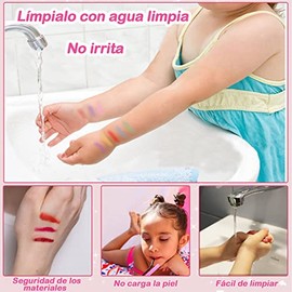 Maquillaje para Niñas-27 pcs, Kit de Maquillaje de Simulación No Tóxico, Set de Maquillaje para Niñas, Juego de Cosméticos de Juguete, Regalos para Ni