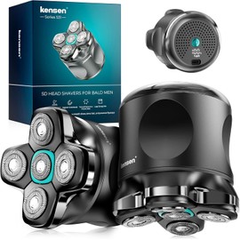 5D Head Shavers for Bald Men - Kensen 2025 Upgraded Large Hair Chamber Bald Head Shavers for Men, Best Head Razors for Bald Mens Waterproof USB-C Rechageable 160min Use for Home Office Travel (Gray)