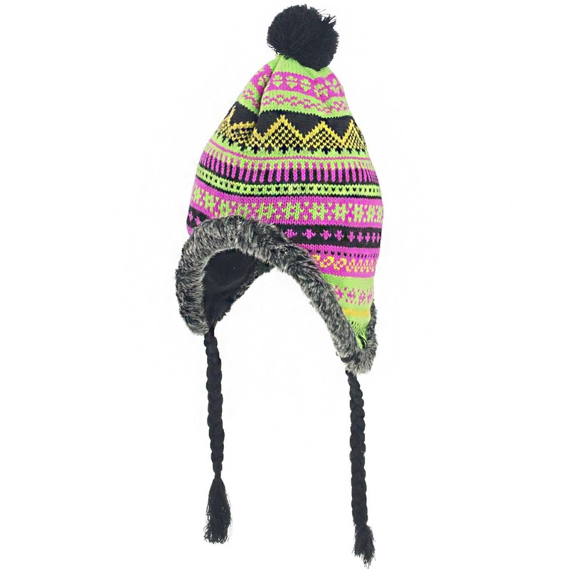 Basic Sense Peruvian Winter Hats with Tassle Snowflake Fleece-Lined Warm