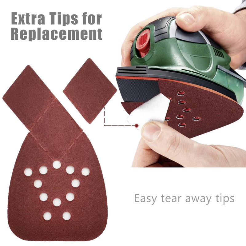 MFBJXC 50PCS Mouse Sander Sandpaper with Extra 2 Tips for