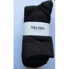 Stems Set of 6 Woman's Crew Socks Cotton Blend Black One Size NEW