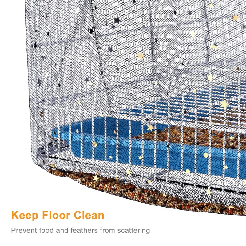Filhome Bird Cage Cover, Adjustable Twinkle Star Birdcage Seed Catcher