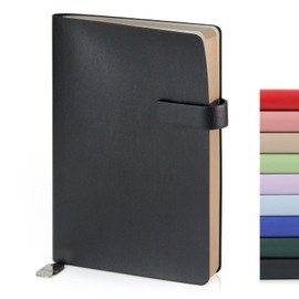 WETLOTE Soft Cover Leather Journal Notebook A5 Dotted 208 Pages 5x8.25 Inches with Strap Closure Travel Work School Writing Journaling Notebooks for Women Men Gift Box Packaging Black