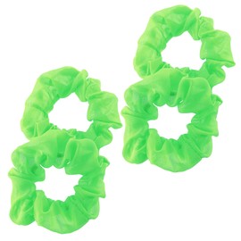 Giantree 4 Pcs Neon Green Scrunchie for hair 80s, Elastic Neon Green Scrunchie Bulk Neon Green Large Scrunchie Solid Neon Thick Hair Ties Hair Bands for Women Girls Hair Accessories