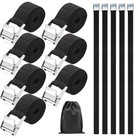 Scettar Lashing Straps Short, Pack of 12 Tie Down Straps with Clamping Lock, 50 cm Lashing Strap, Black, Small Lashing Straps for Bicycle, Sack Truck, Motorcycle, Car, Camping, Comes with 1 Fleece Bag