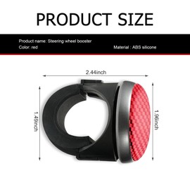 Leechio Car Steering Wheel Booster, ABS Carbon Fiber Bearing Spinner Knob, Auxiliary Power Saving Steering Accessory, Suitable for Most Cars, Trucks, SUVs (Red)