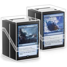 2 Pack Card Deck Boxes, Card Deck Case with 200 Pack Card Sleeves and Dividers, Standard Size Clear Card Storage Box Perfect Fit for MTG, Trading Cards, Sport Cards (Black)