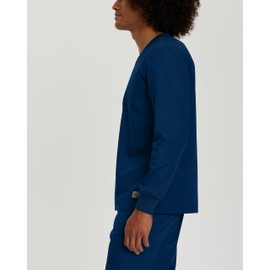 Landau Scrub Zone Unisex Relaxed Fit No-Pocket Long-Sleeve Scrub Top LT104 Navy 5XL